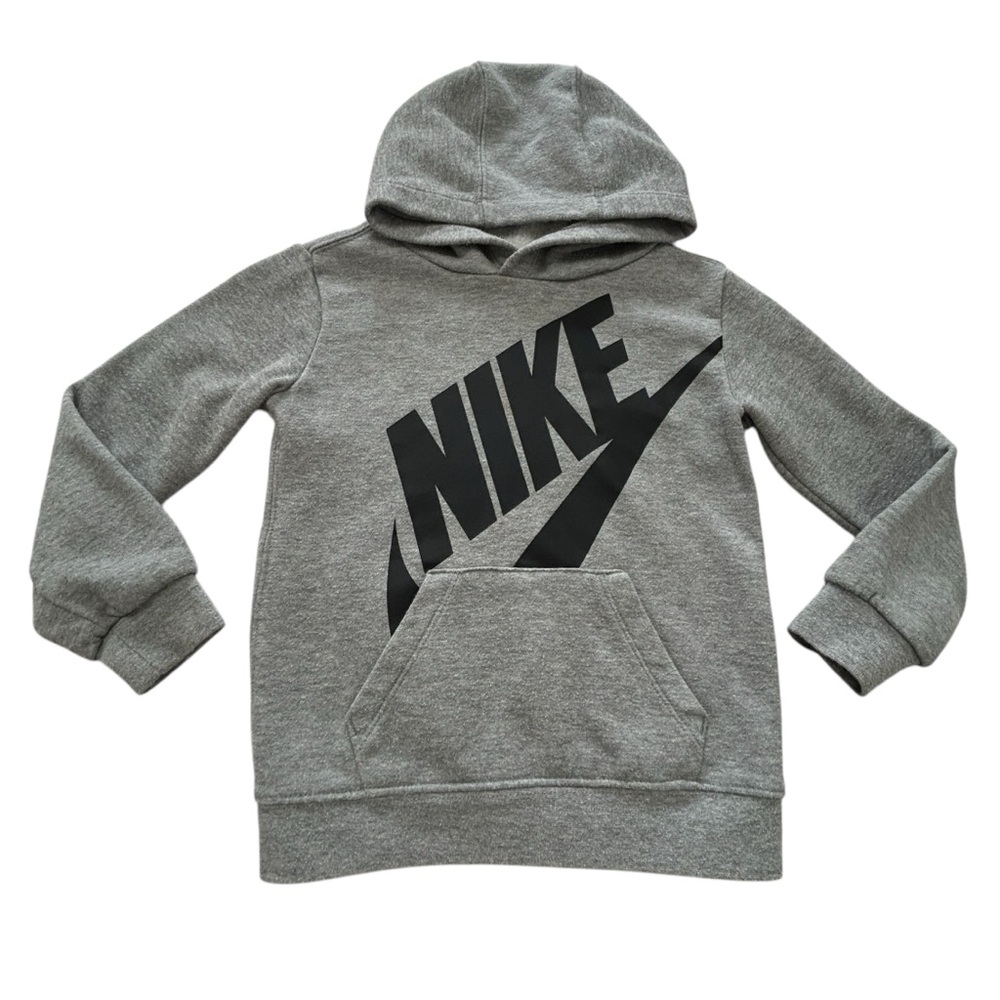 Nike Long Sleeve Logo Pullover Hoodie Sweatshirt Grey Kids Toddler Size 4T